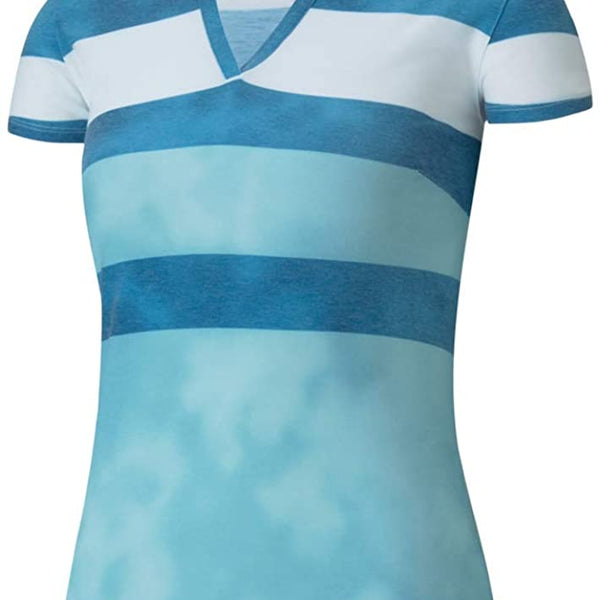 PUMA Women's Golf 2020 Dye Stripe Polo - Milky Blue
