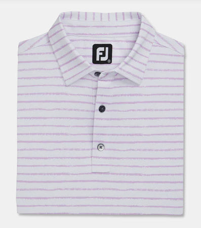 FootJoy Chalk Line Print Pique Polo Shirt - White/Lavender