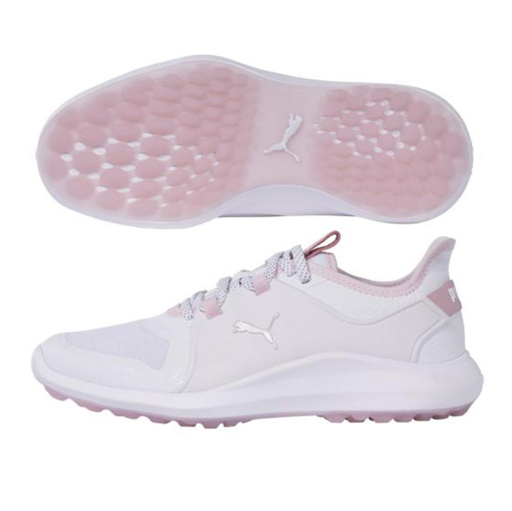 Golf- FASTEN8 PUMA Country Spikeless (White-Silver-Pink) Ladies Golf Shoes Online Ignite –