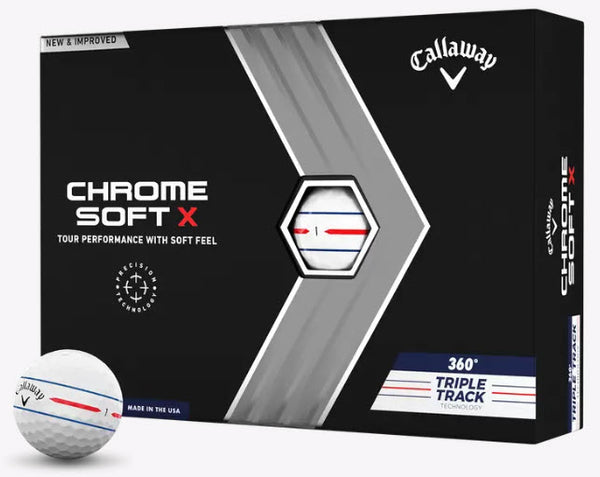 Callaway 2022 Chrome Soft X 360 Triple Track Golf Balls  - Dozen - White