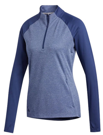 Adidas Women's Heathered Half Zip Layer Pullover - Blue