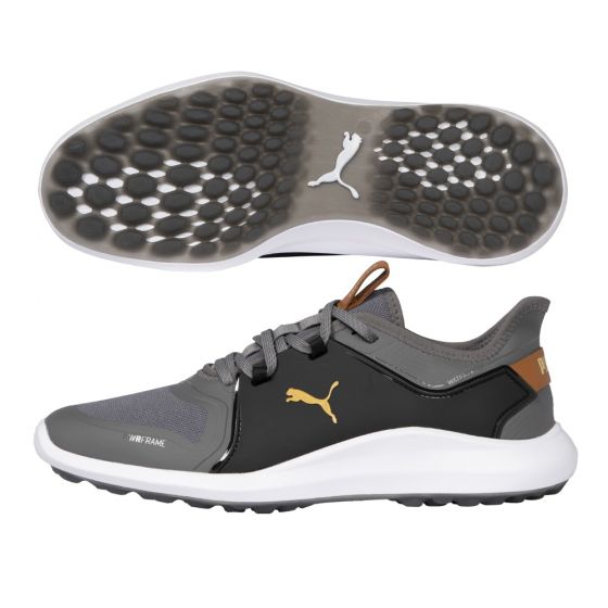 PUMA Golf Men's Ignite Fasten8 Golf Shoes (Quiet Shade/Gold/Black)