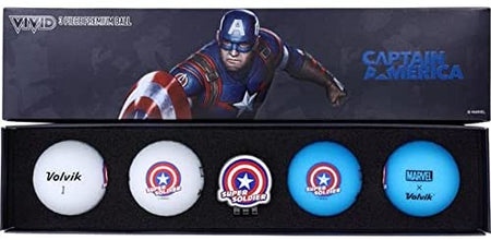 Volvik Vivid Marvel Golf Balls Captain America 4-Ball Pack