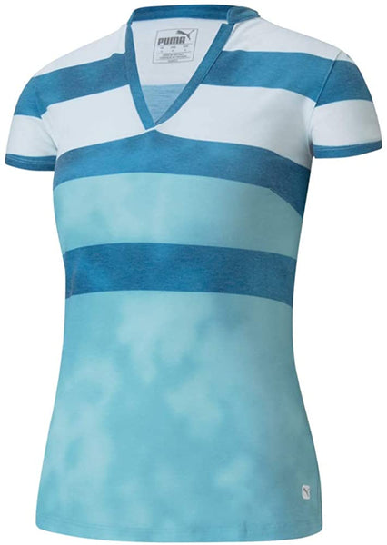PUMA Women's Golf 2020 Dye Stripe Polo - Milky Blue