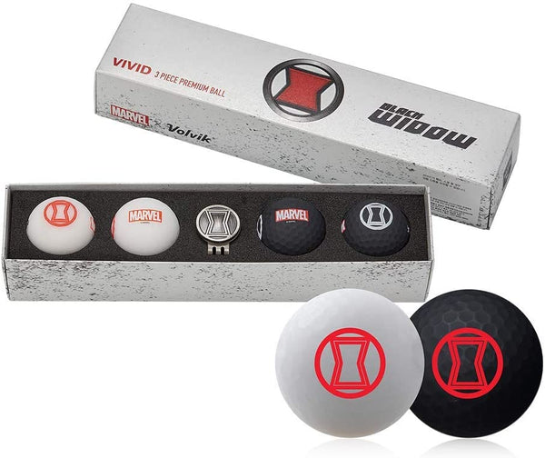 Volvik Vivid Marvel Golf Balls Black Widow 4-Ball Pack