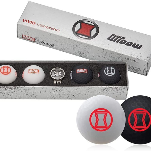 Volvik Vivid Marvel Golf Balls Black Widow 4-Ball Pack