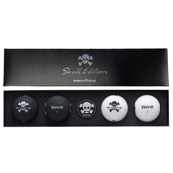 Volvik Skull & Cross Bones Golf Balls #1-#4 4-Ball Pack Black/White - Golf Country Online