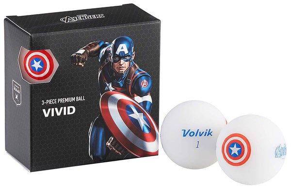 Volvik Vivid Marvel Captain America Golf Balls 4 Pack - Golf Country Online