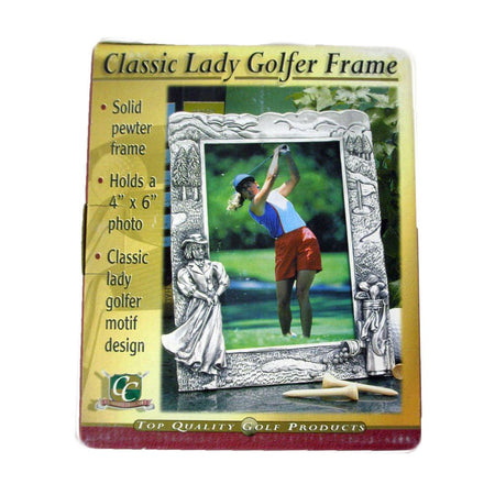 Golf Gifts & Gallery Classic Lady Golfer Frame (Pewter Picture Frame, 4"x6") - Golf Country Online