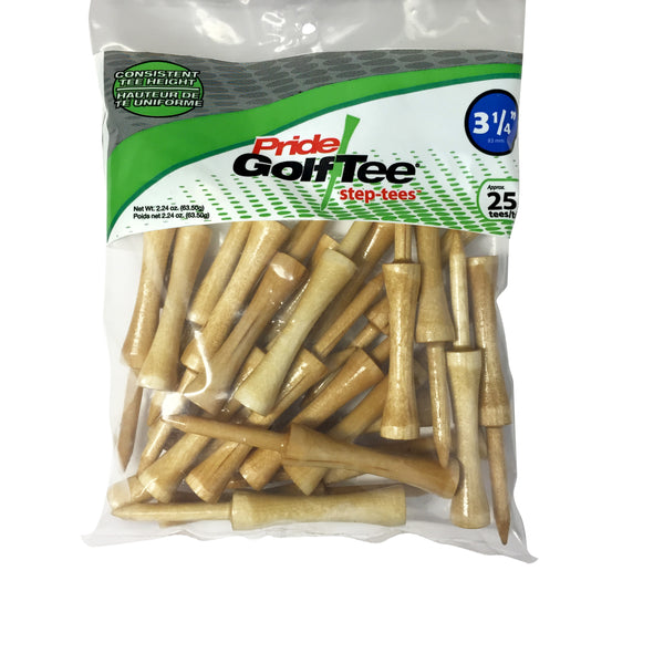 Pride Golf Tee - 3-1/4 inch Stepdown Tee - 25 Count (Natural ) - Golf Country Online