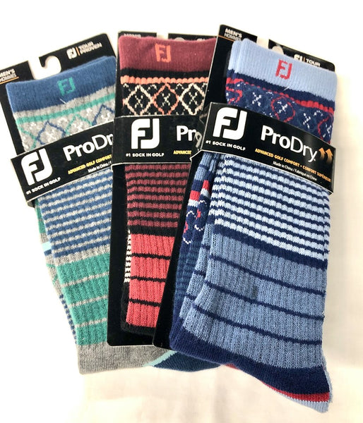 Footjoy ProDry Limited Edition Fashion Crew Golf Diamonds Stripes Fashion Socks Choose Colors - Golf Country Online