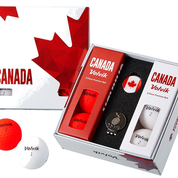 Volvik Vivid CANADA RED & WHITE 6-Ball Gift Golf Ball Set
