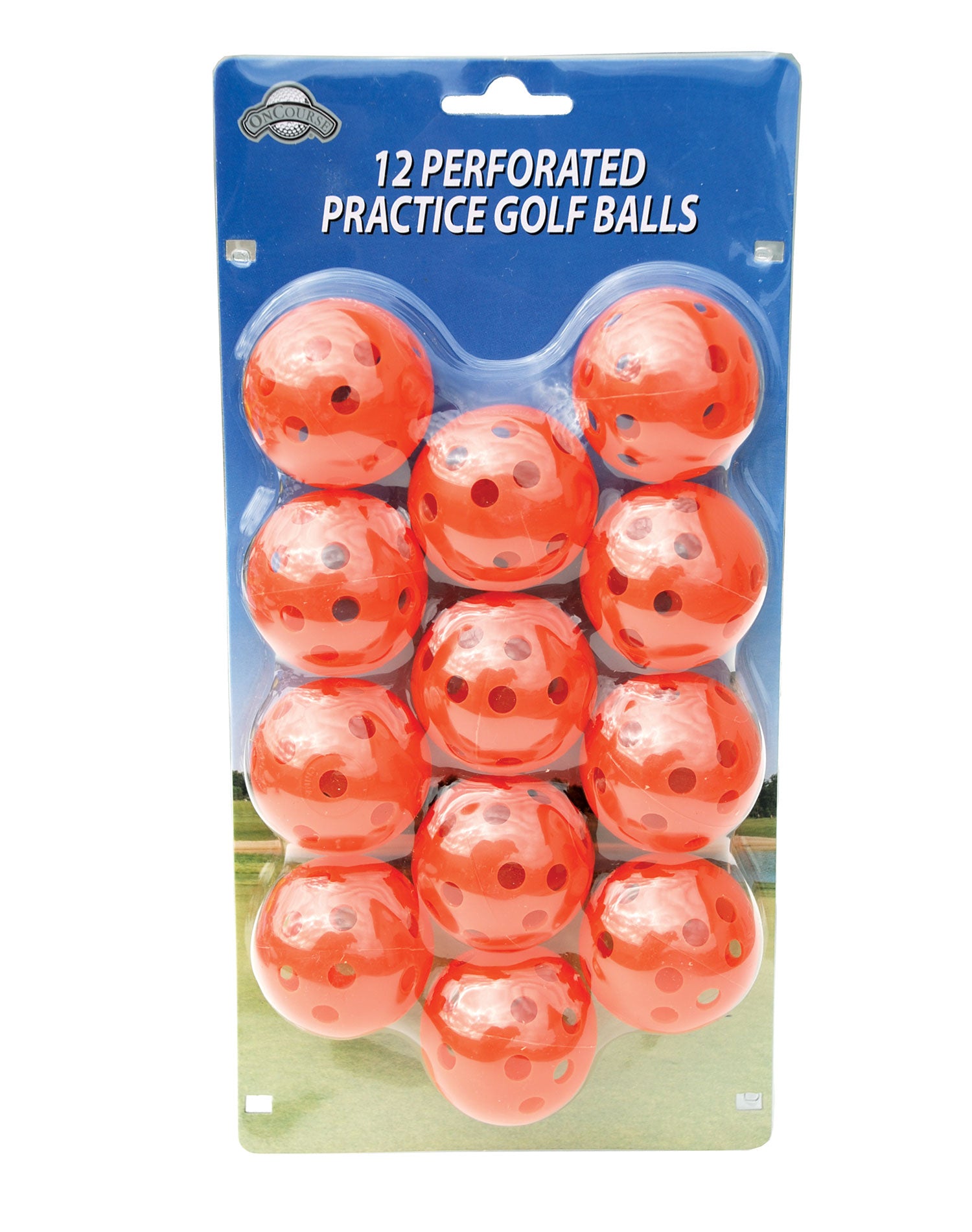 OnCourse Practice Plastic Perforated Golf Balls - 12 Pack - Orange - Golf Country Online
