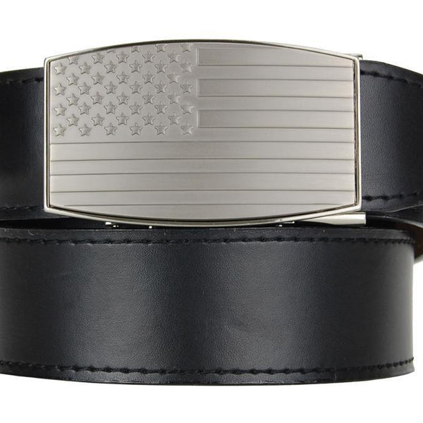 NEXBELT USA HERITAGE EMBOSSED PEWTER BLACK DRESS BELT