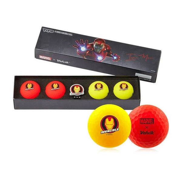 Volvik Vivid Marvel Golf Balls Iron Man 4-Ball Pack