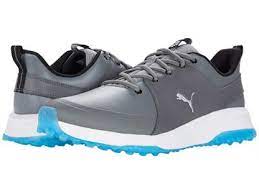 PUMA Golf- Men's Grip Fusion Pro 3.0 Spikeless Shoes (Quiet ShadeSilver-Ibiza Blue)