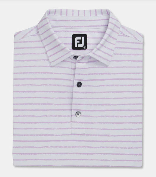 FootJoy Chalk Line Print Pique Polo Shirt - White/Lavender