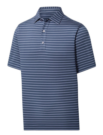 Footjoy Golf Men's Pinstripe Lisle Polo Shirt - Ink Blue Medium