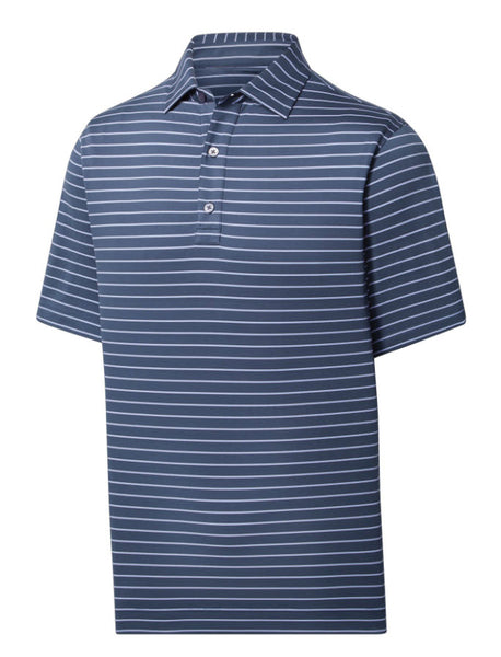 Footjoy Golf Men's Pinstripe Lisle Polo Shirt - Ink Blue
