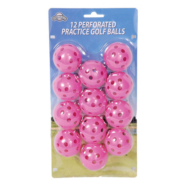 OnCourse Practice Plastic Perforated Golf Balls - 12 Pack - Pink - Golf Country Online