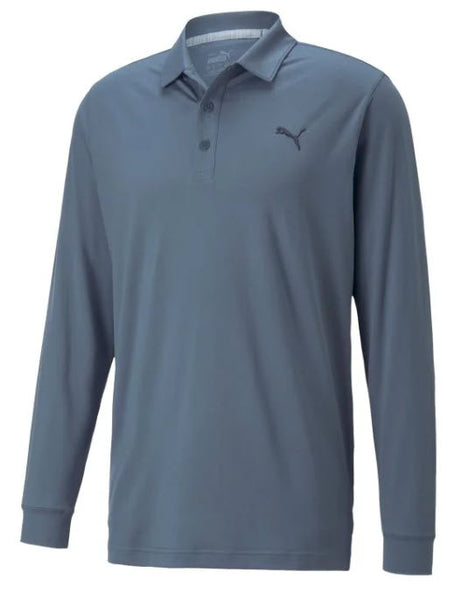 PUMA Golf Men's Cloudspun Long Sleeve Polo - Evening Sky/Navy