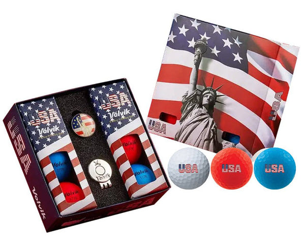 Volvik Vivid USA Red White & Blue 6-Ball Gift Golf Ball Set